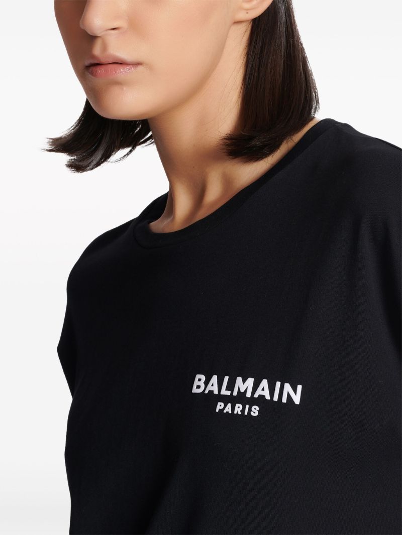 Black Flocked Logo Cotton T-shirt