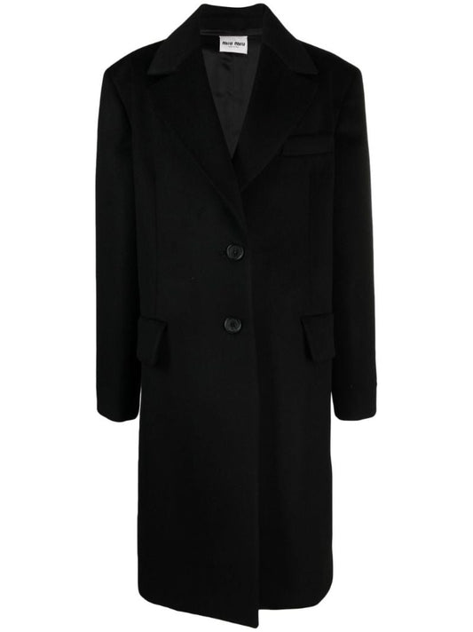 Black Wool Single-breasted Coat