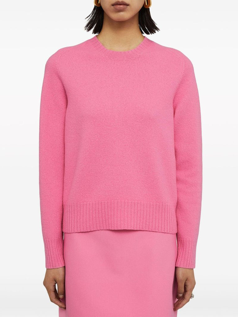 Pink Raglan-sleeve Wool Sweater