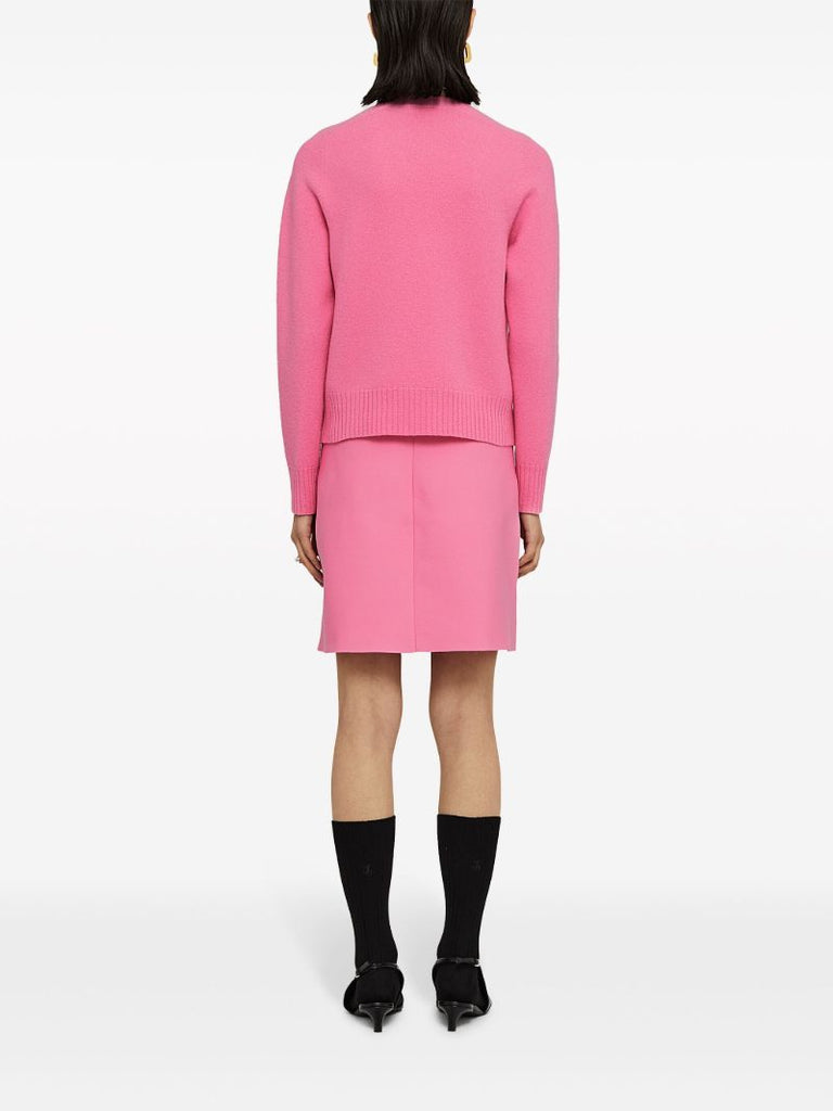 Pink Raglan-sleeve Wool Sweater