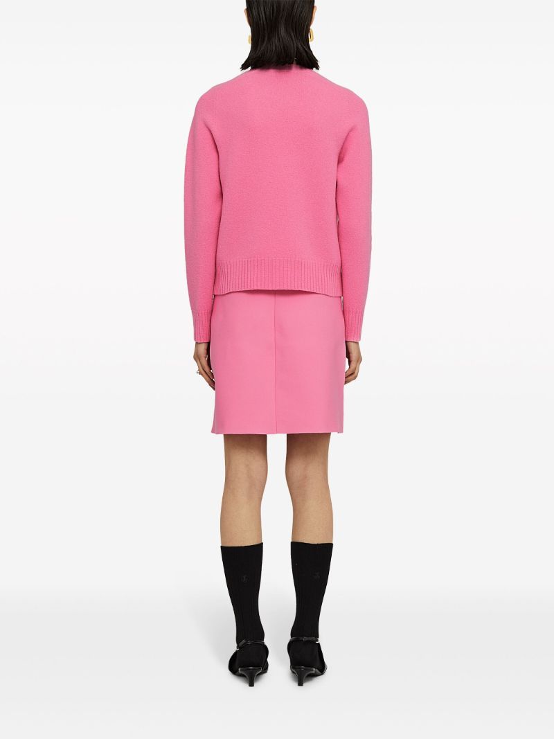 Pink Raglan-sleeve Wool Sweater
