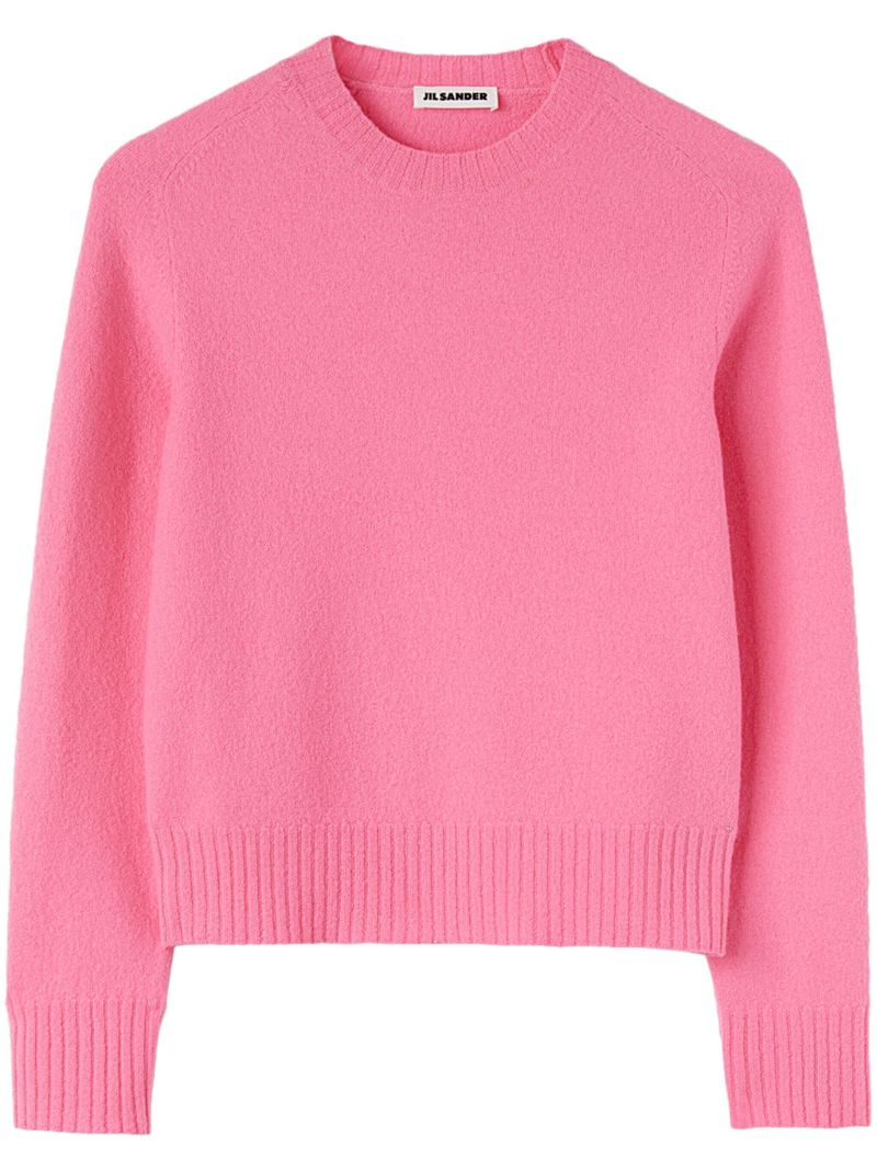 Pink Raglan-sleeve Wool Sweater