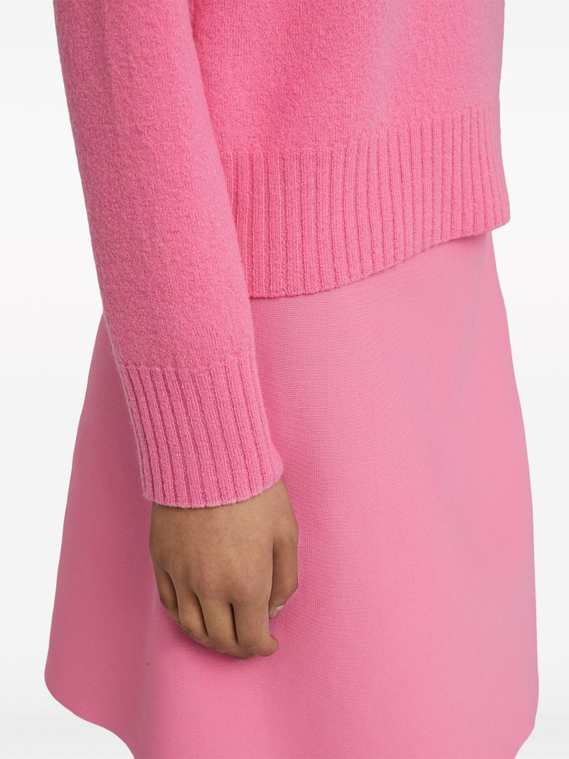 Pink Raglan-sleeve Wool Sweater