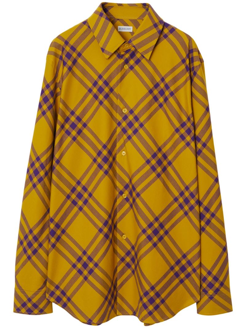 Yellow Check-print Cotton Shirt