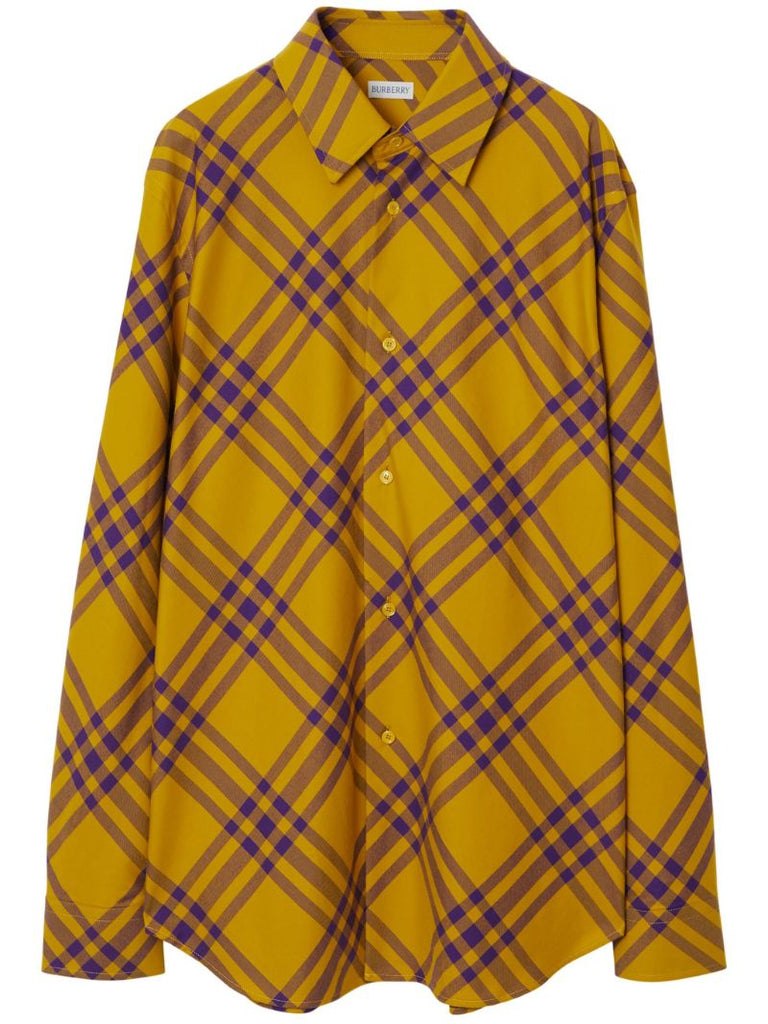 Yellow Check-print Cotton Shirt