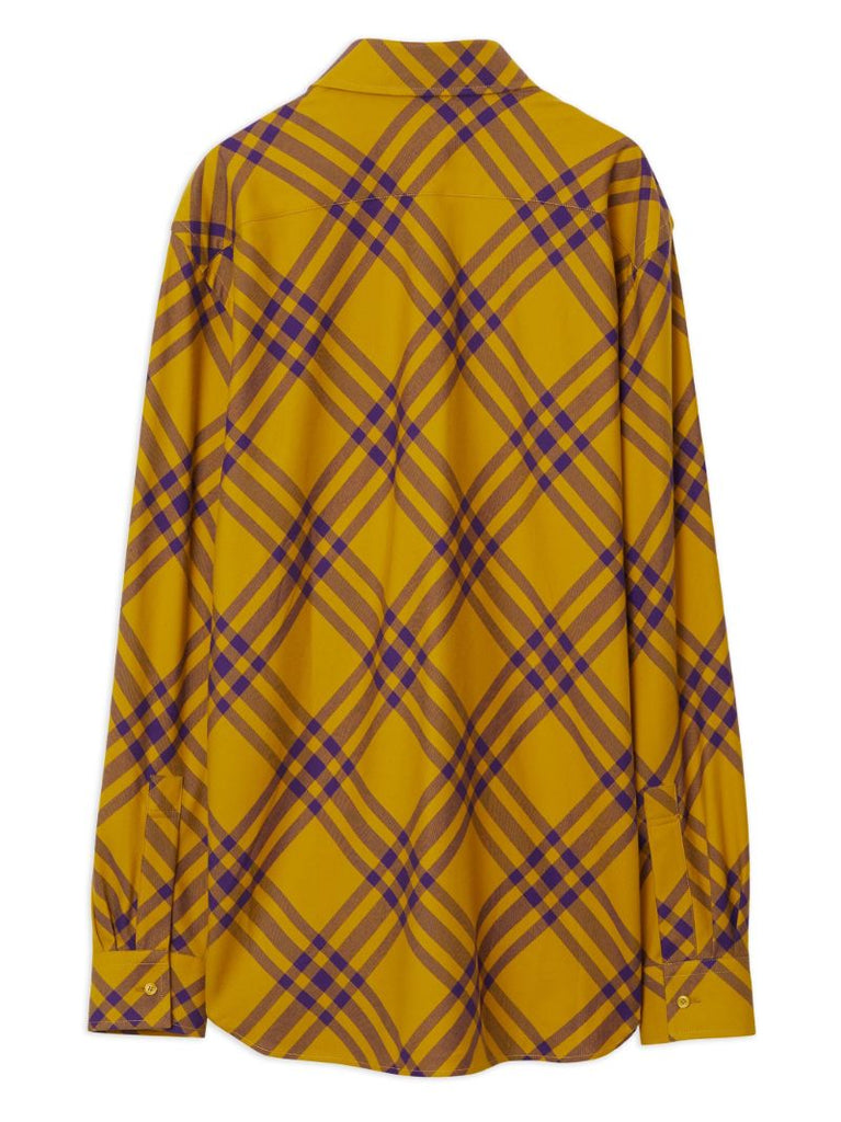 Yellow Check-print Cotton Shirt