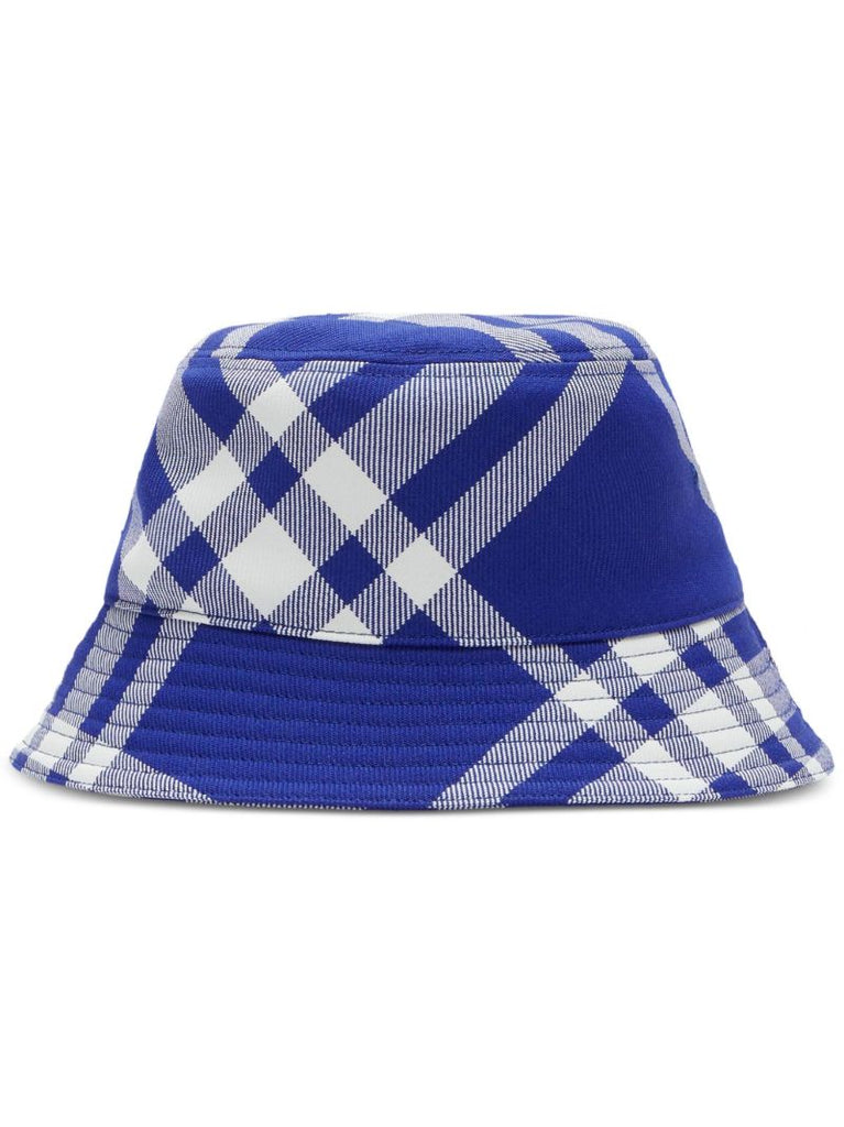 Blue and White Plaid Bucket Hat