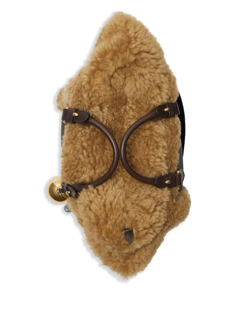 Brown Shearling-trimmed Two-way Bag