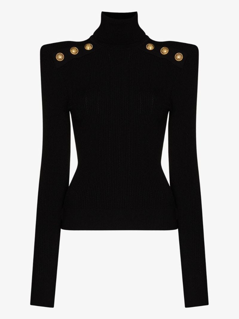 Black Ribbed Roll-neck Sweater