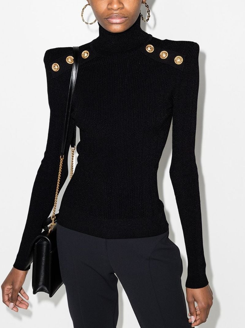 Black Ribbed Roll-neck Sweater