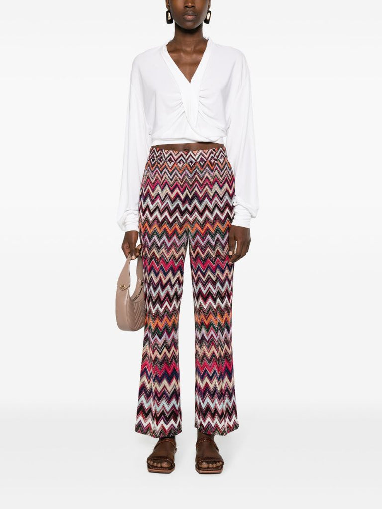 Multicolour Zigzag-pattern Lurex Trousers