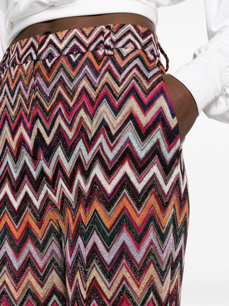 Multicolour Zigzag-pattern Lurex Trousers