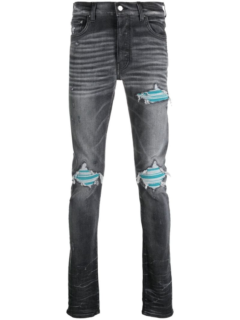 Grey Mx1 Distressed Skinny Jeans