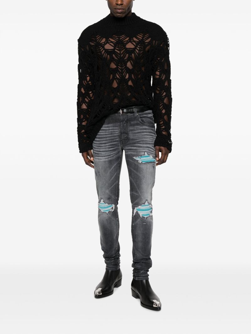 Grey Mx1 Distressed Skinny Jeans