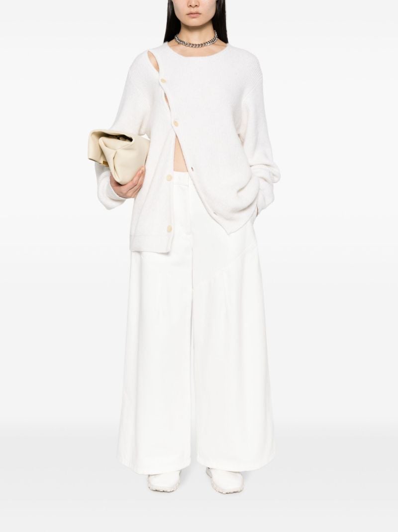 White Wide-leg Cotton Trousers