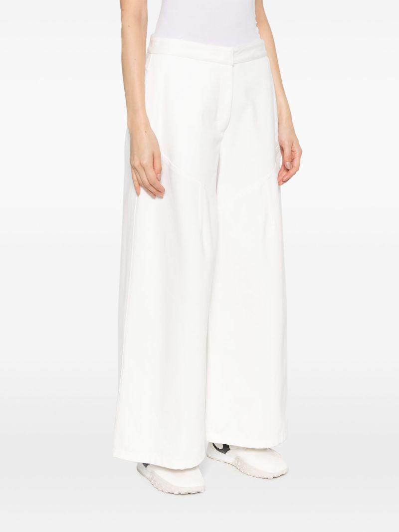 White Wide-leg Cotton Trousers