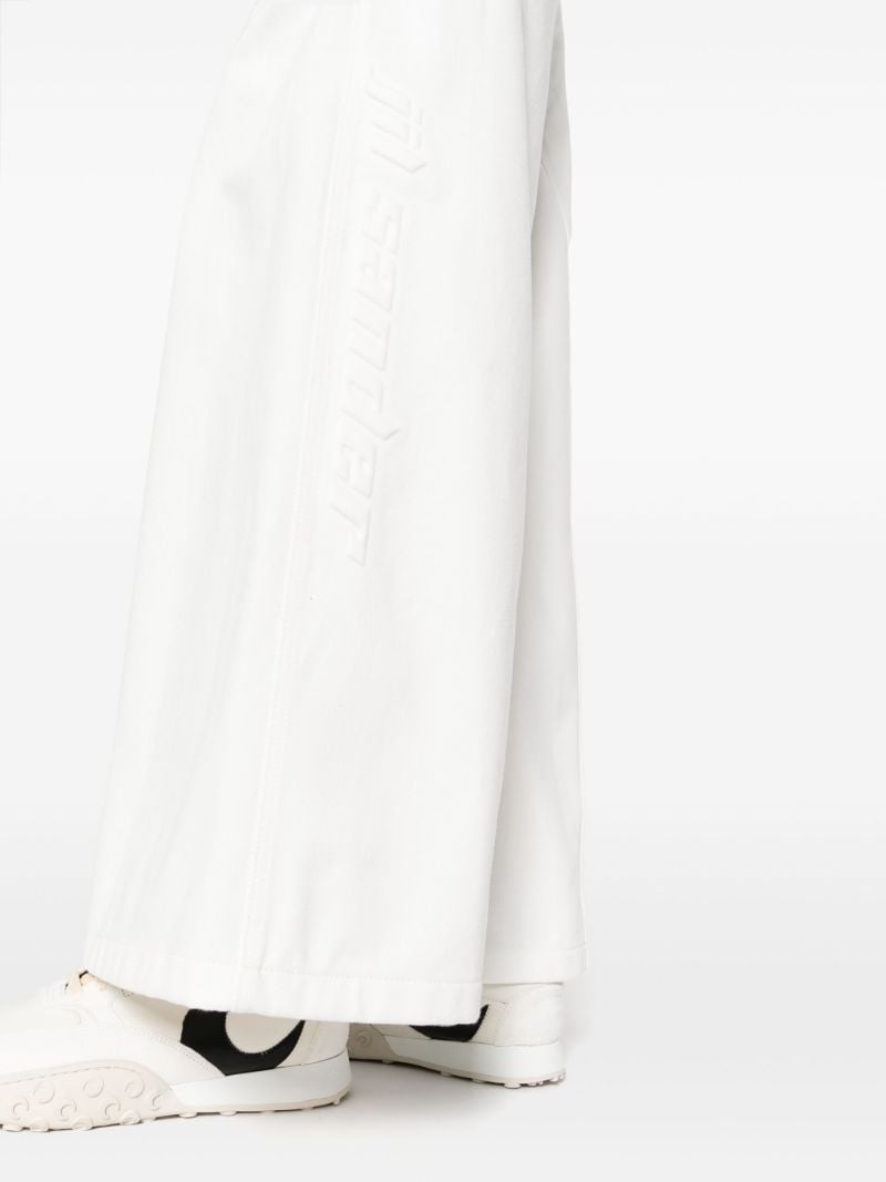 White Wide-leg Cotton Trousers