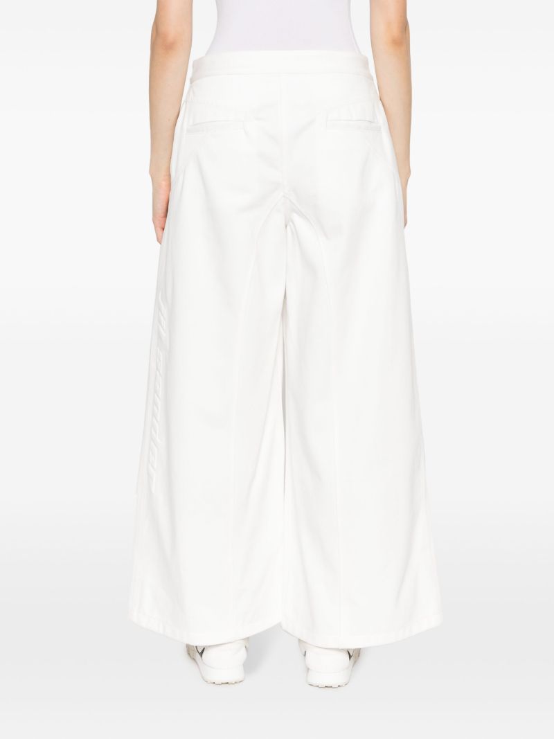 White Wide-leg Cotton Trousers