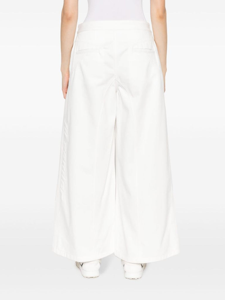 White Wide-leg Cotton Trousers