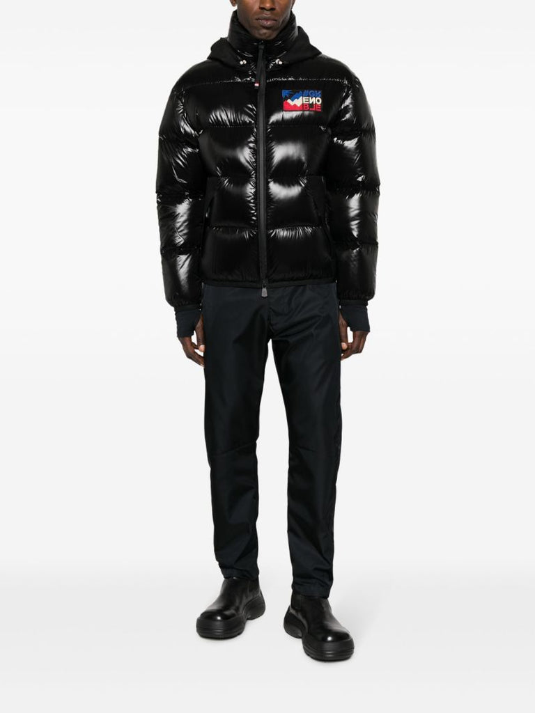 Black Marcassin Hooded Quilted Jacket