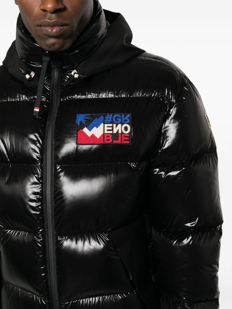 Black Marcassin Hooded Quilted Jacket