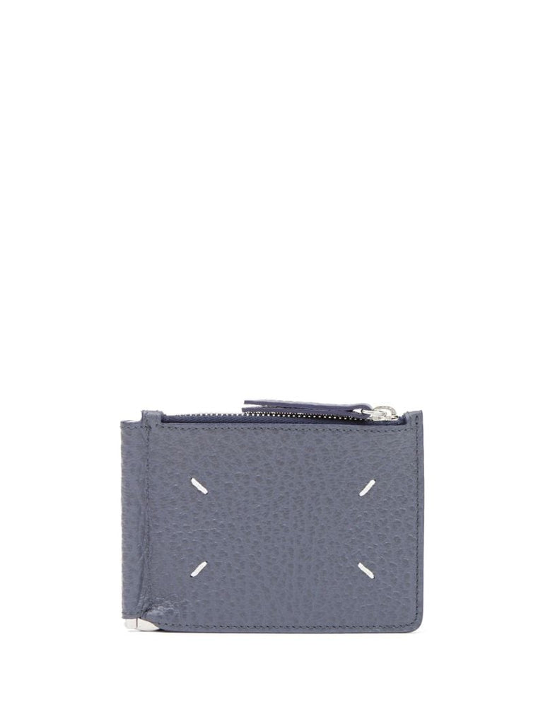 Blue Four-stitch Leather Wallet