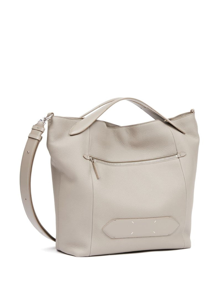 Grey Soft 5ac Leather Tote Bag