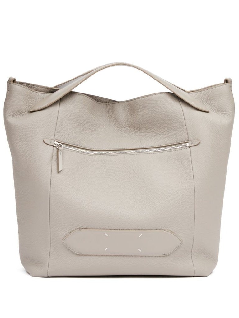 Grey Soft 5ac Leather Tote Bag