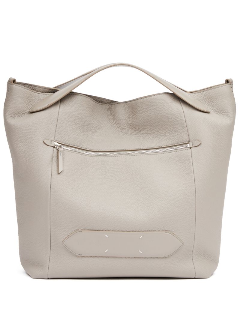 Grey Soft 5ac Leather Tote Bag
