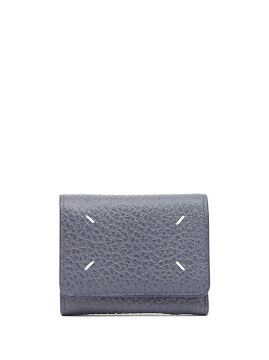 Blue Four Stitches Leather Wallet