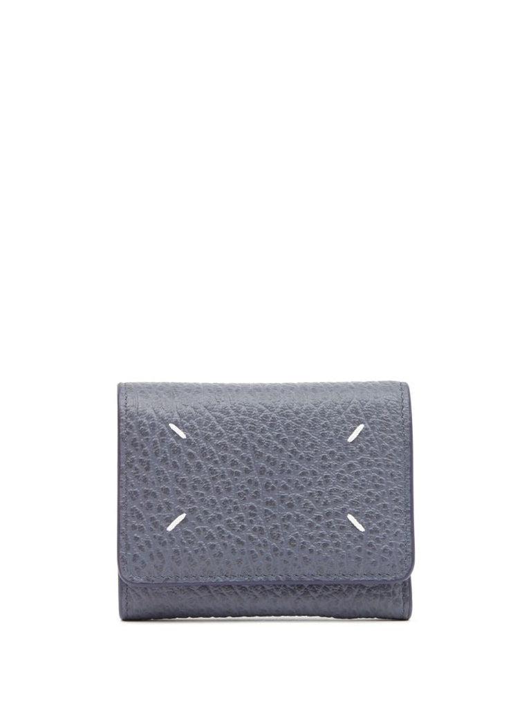 Blue Four Stitches Leather Wallet