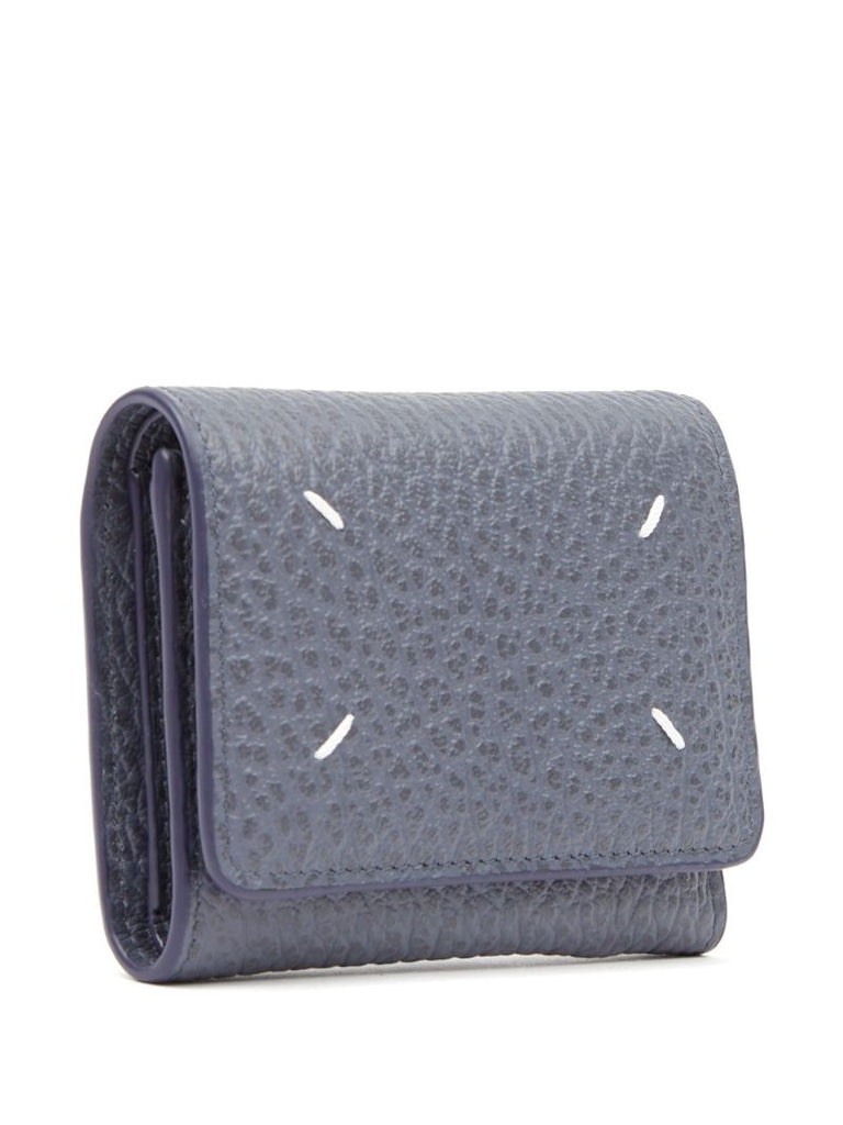 Blue Four Stitches Leather Wallet