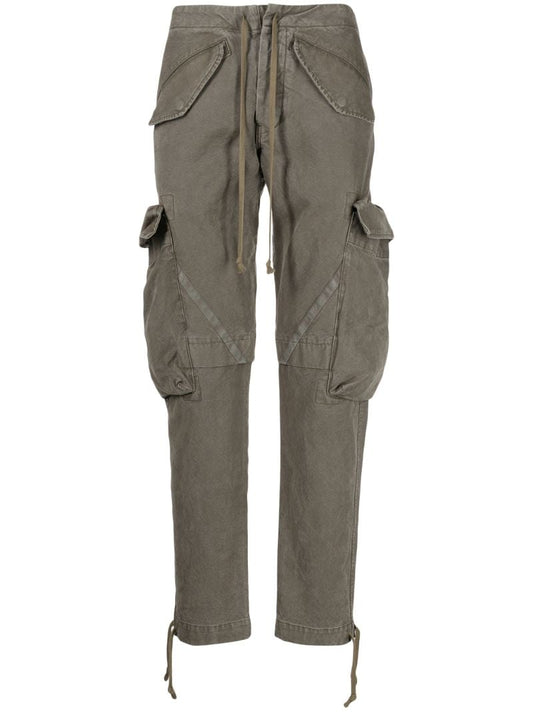 Green Tapered Cotton Cargo Trousers