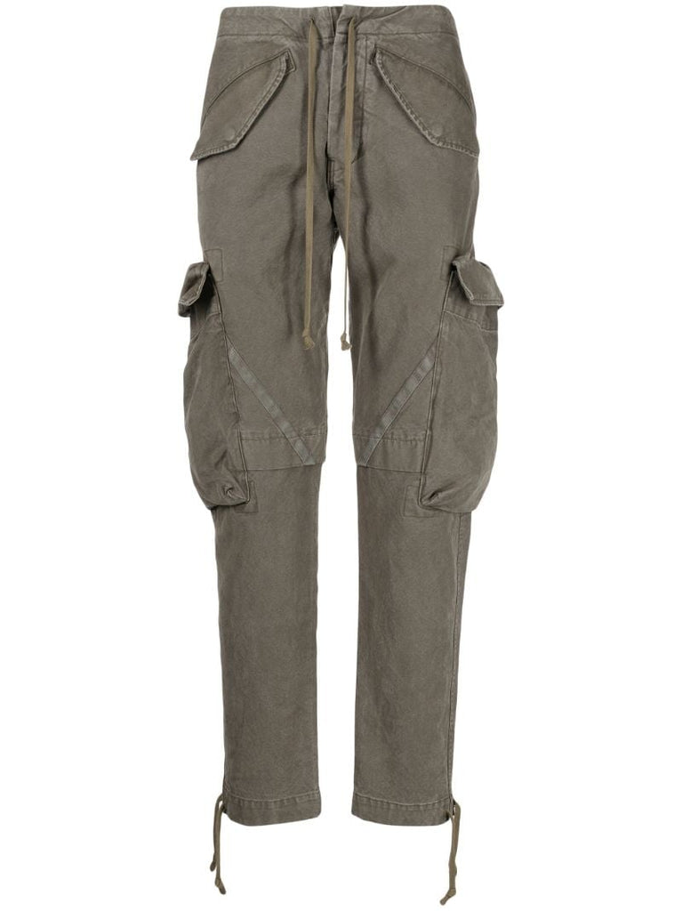 Green Tapered Cotton Cargo Trousers