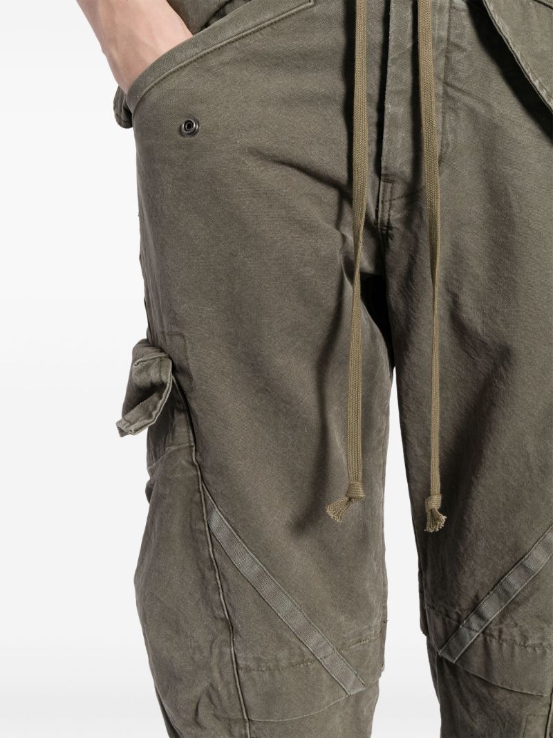 Green Tapered Cotton Cargo Trousers