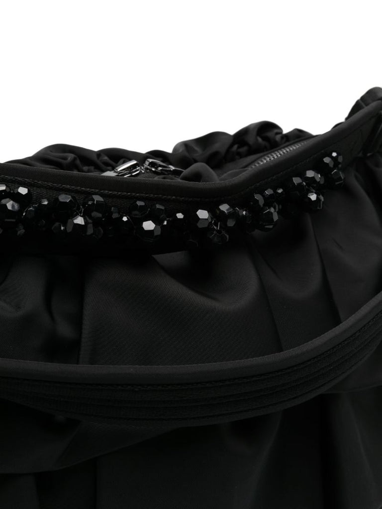 Black Ruffled Tote Bag