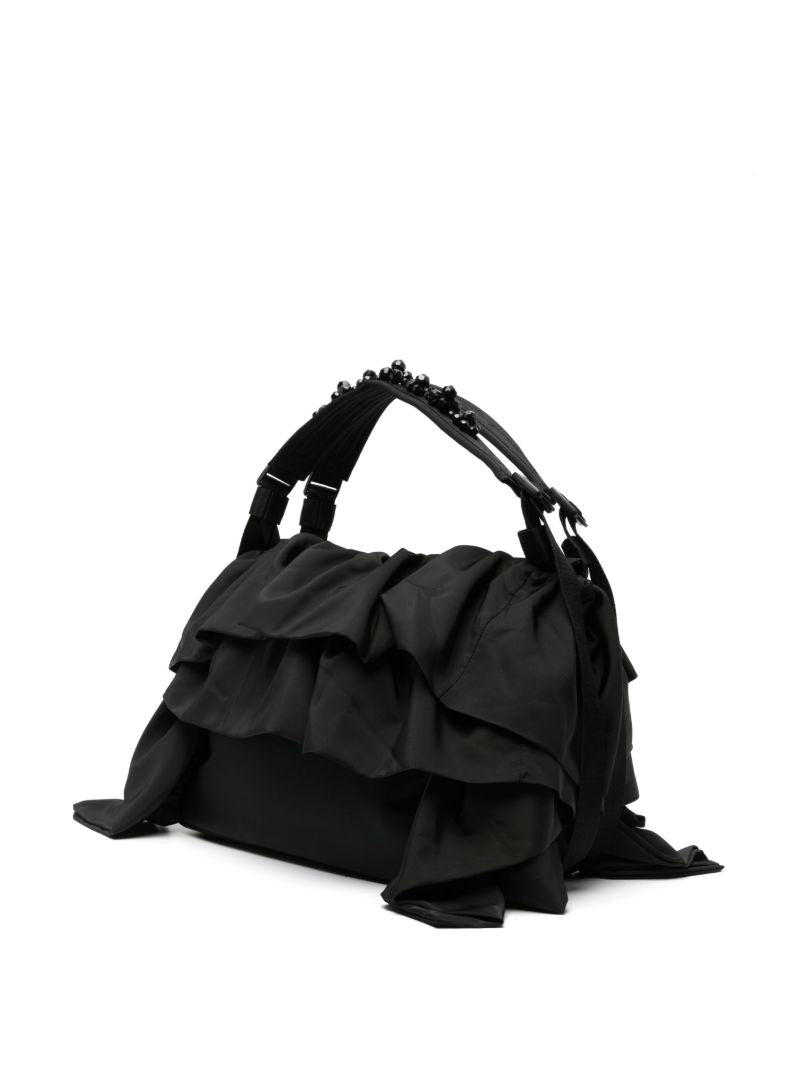 Black Ruffled Tote Bag