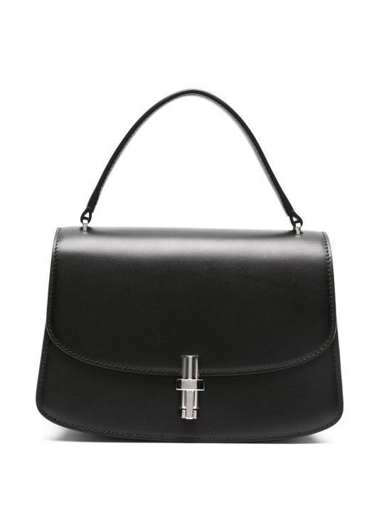 Black Sofia 8.75 Leather Top Handle Bag