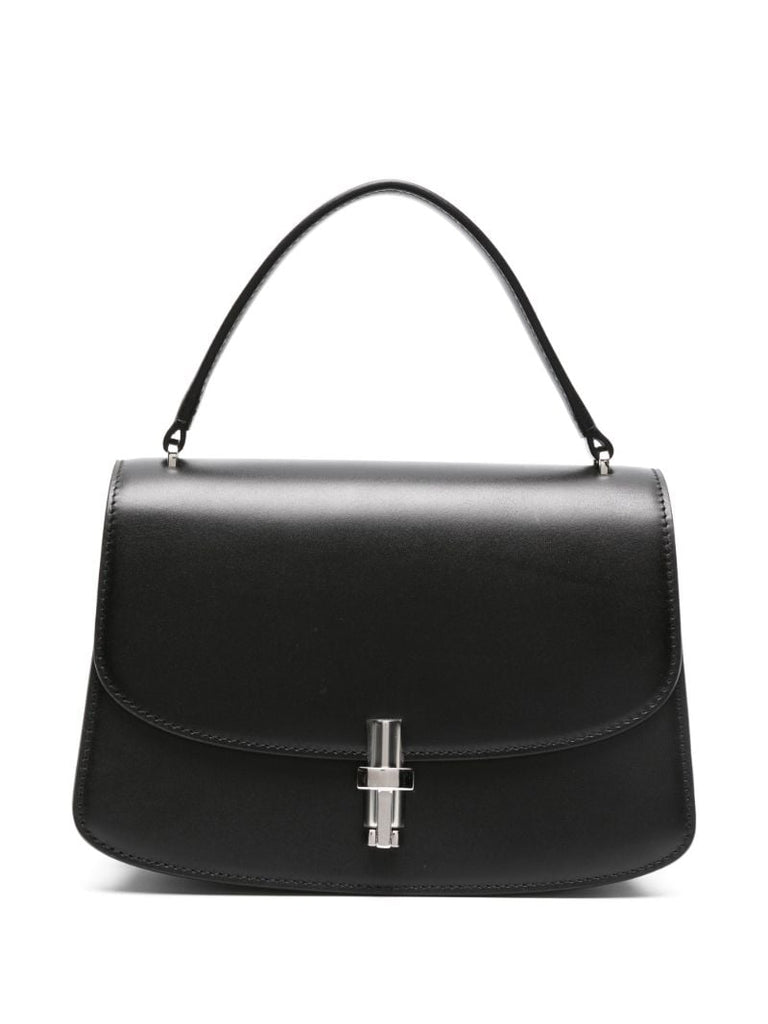 Black Sofia 8.75 Leather Top Handle Bag