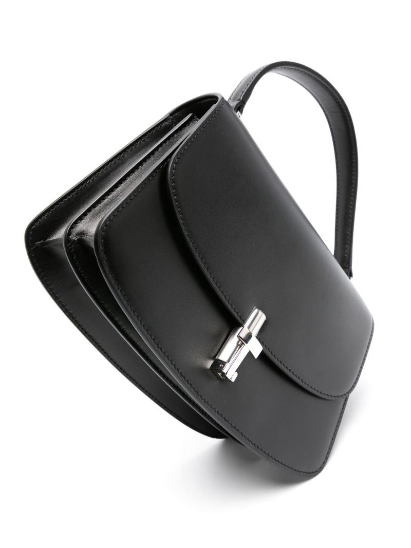 Black Sofia 8.75 Leather Top Handle Bag