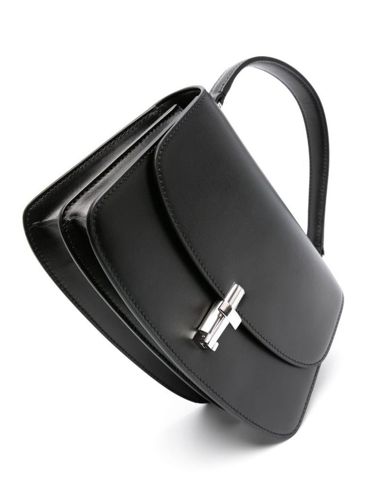 Black Sofia 8.75 Leather Top Handle Bag
