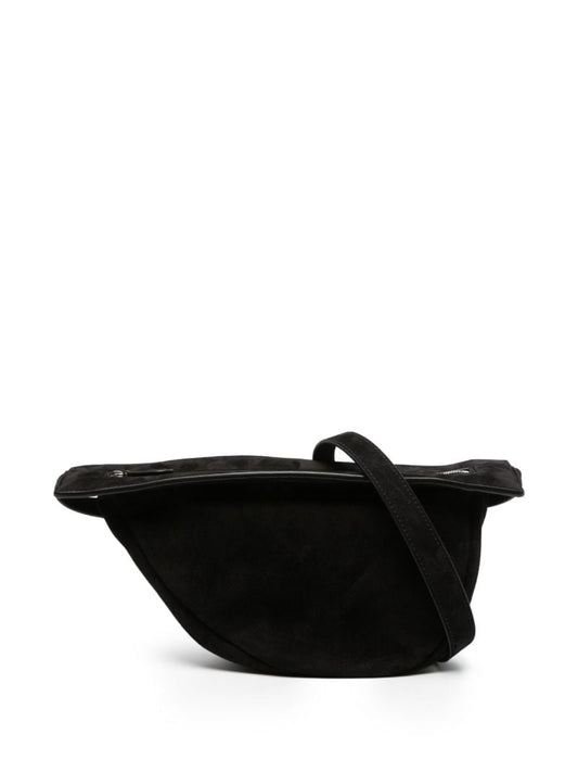 Black Small Slouchy Banana Suede Cross Body Bag