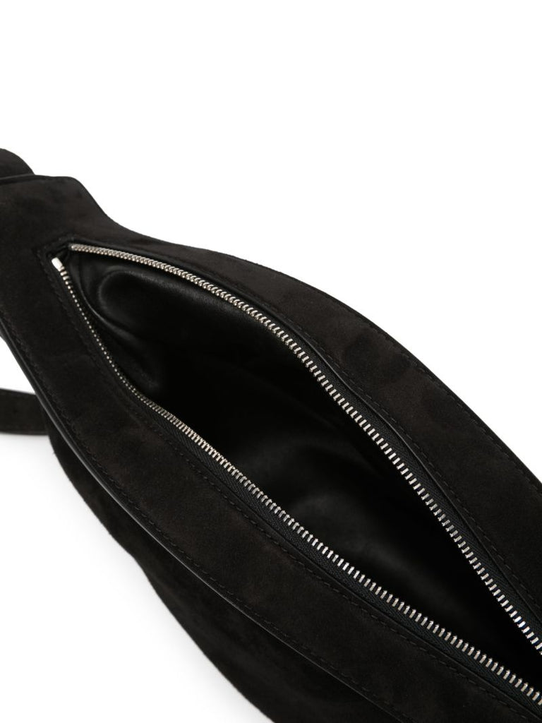 Black Small Slouchy Banana Suede Cross Body Bag