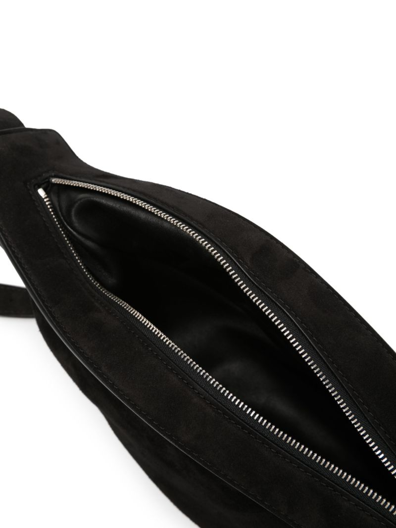 Black Small Slouchy Banana Suede Cross Body Bag