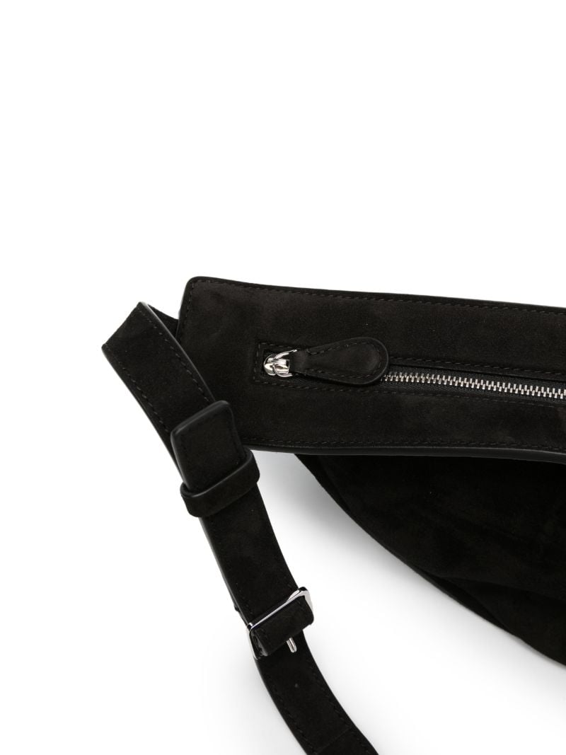 Black Small Slouchy Banana Suede Cross Body Bag