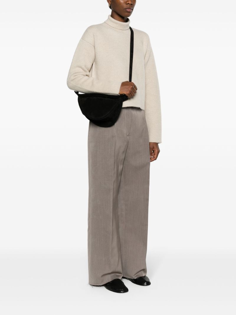 Black Small Slouchy Banana Suede Cross Body Bag