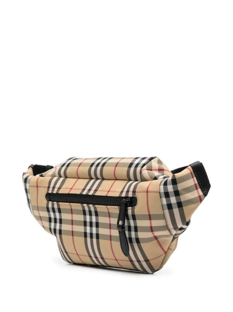 Beige Logo-patch Checked Belt Bag