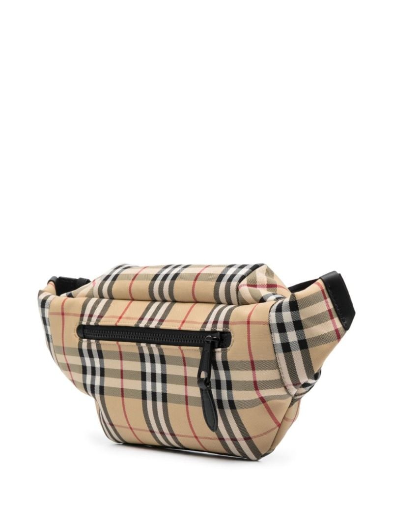 Beige Logo-patch Checked Belt Bag