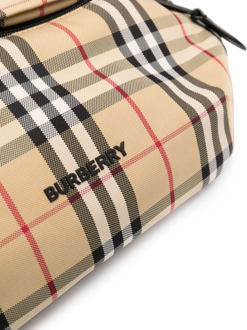 Beige Logo-patch Checked Belt Bag