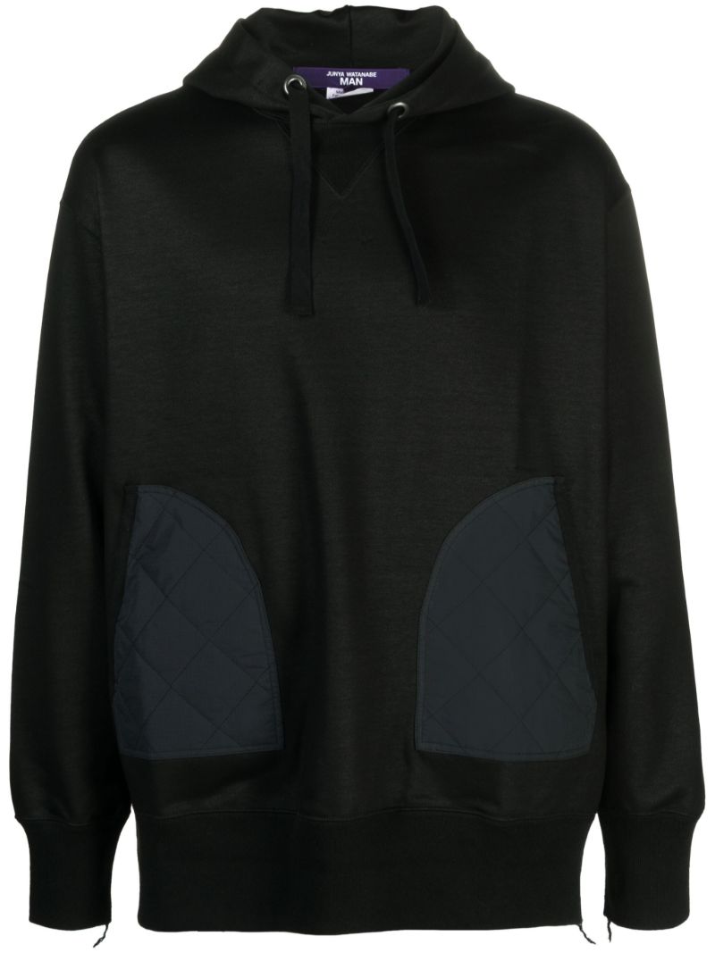 Black Quilted Cotton Hoodie